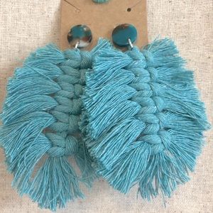 Turquoise macrame earrings